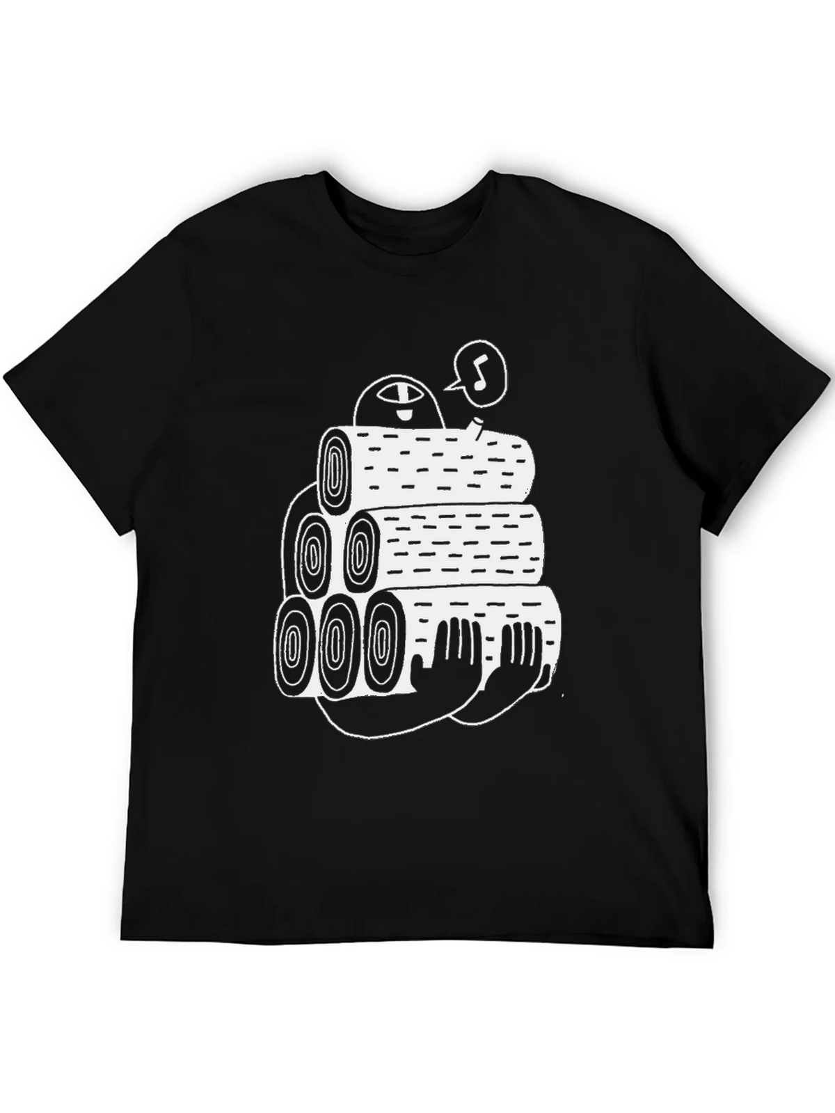 Black Tee with Funny Lumberjack Log Pile Graphic product image 5