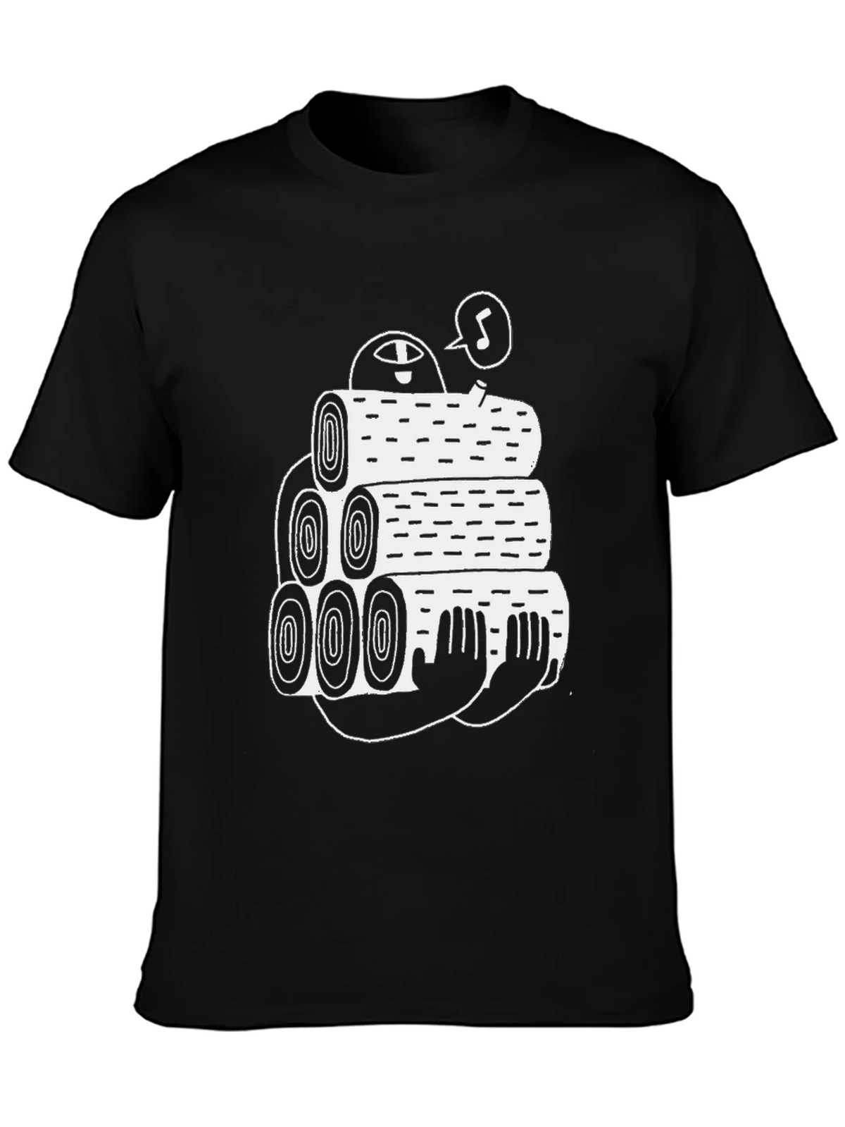 Black Tee with Funny Lumberjack Log Pile Graphic product image 3