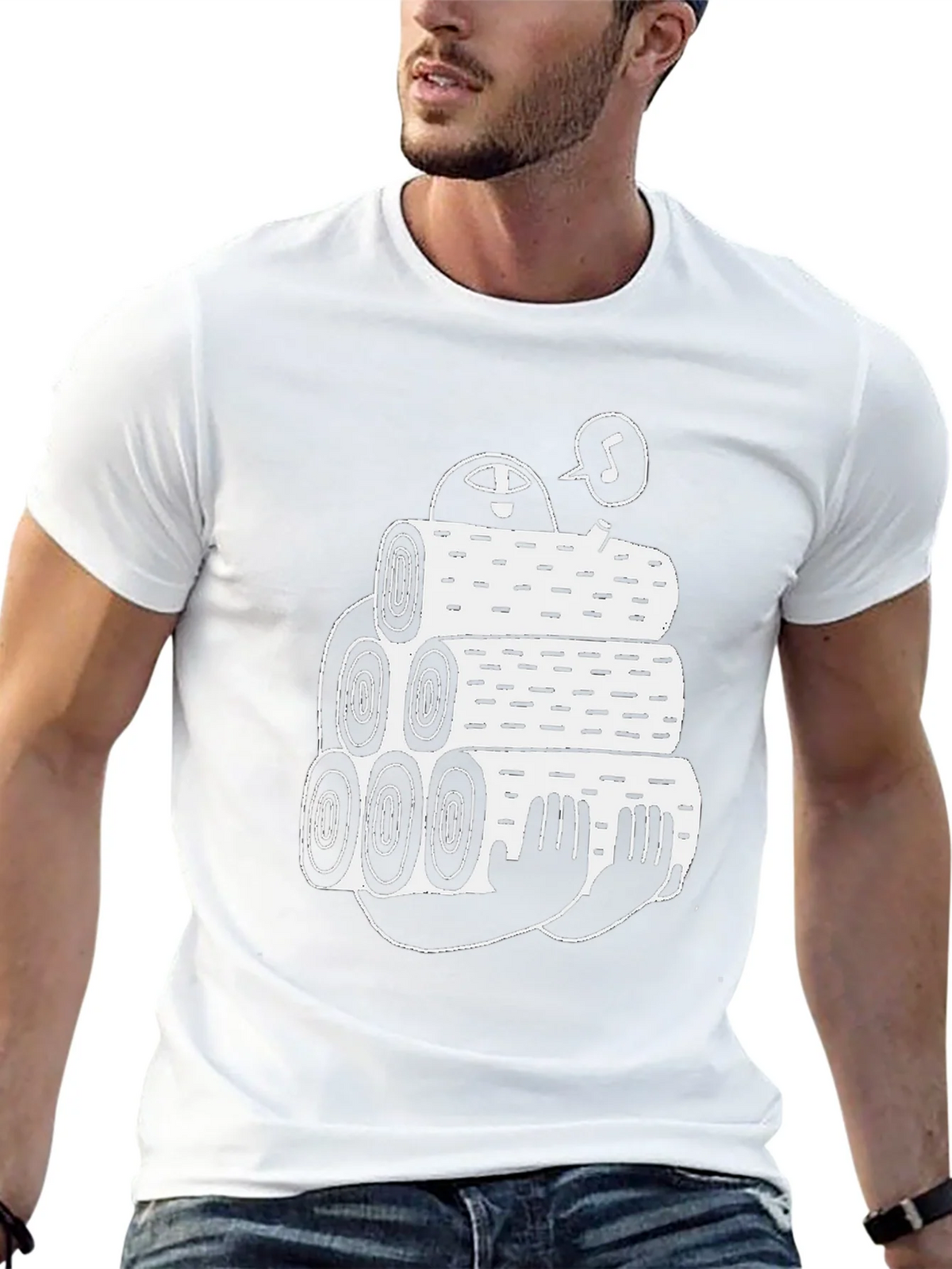 Black Tee with Funny Lumberjack Log Pile Graphic product image 12