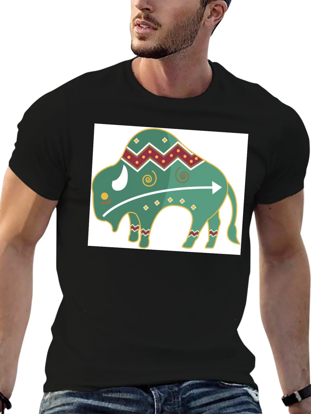 Trendy Buffalo Graphic Tee - Black Cotton Blend product image 6