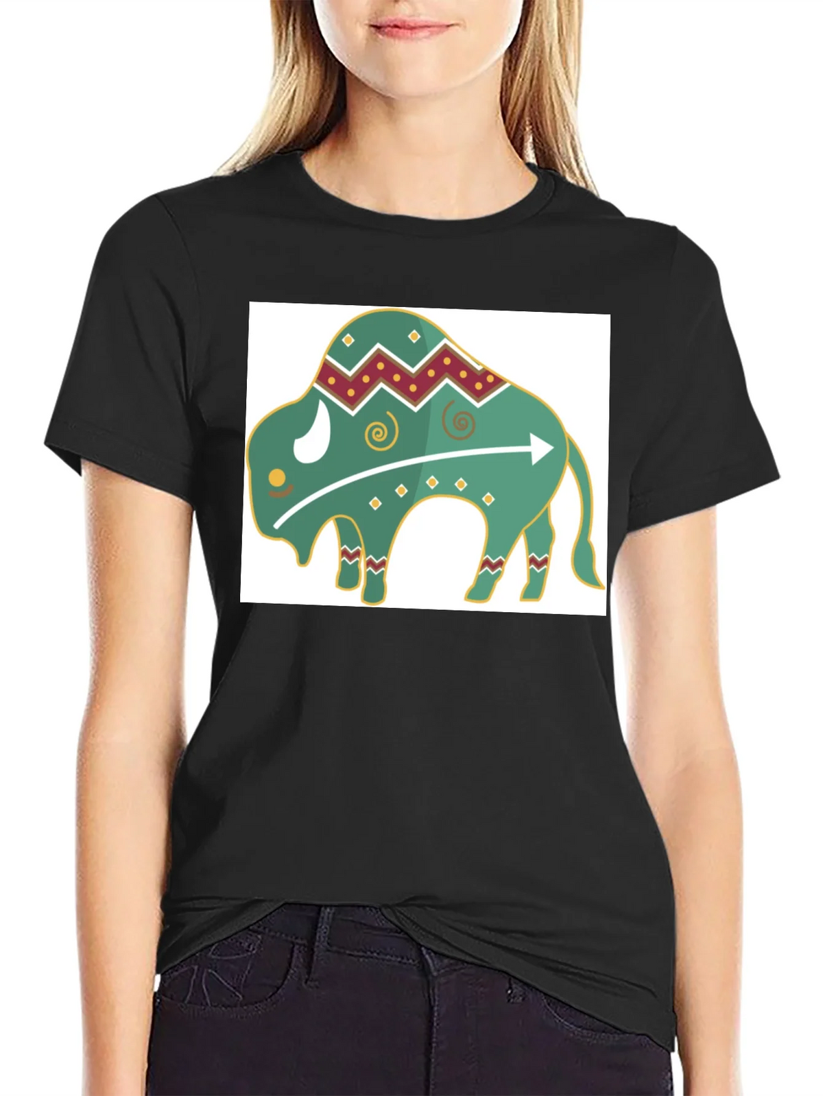 Trendy Buffalo Graphic Tee - Black Cotton Blend product image 2
