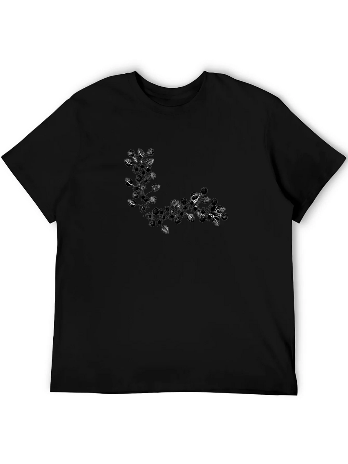 Black T-Shirt with Leafy Design product image 5