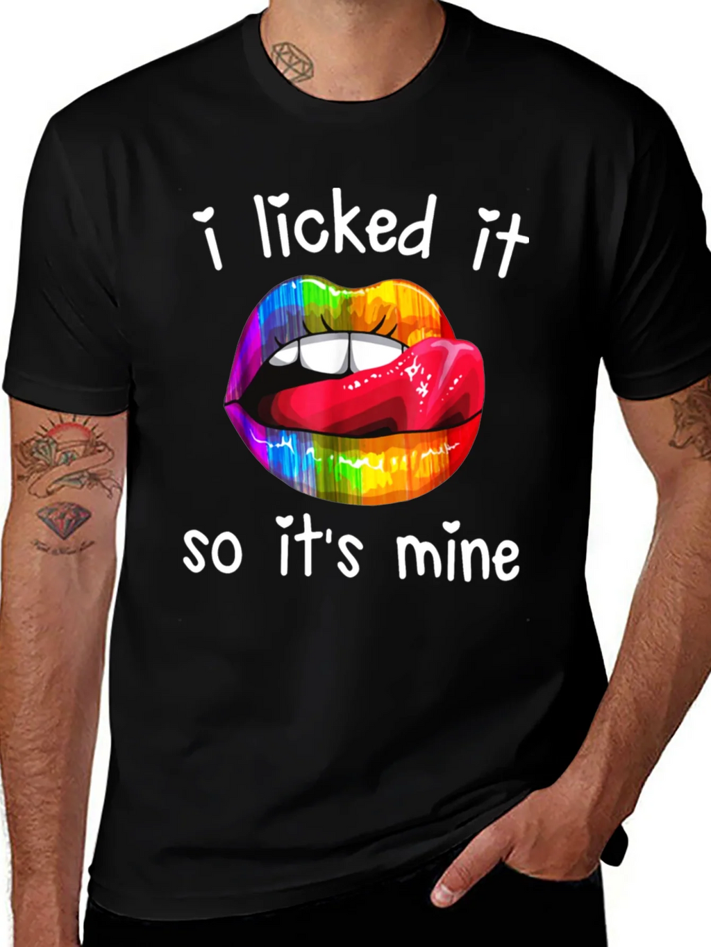 I Licked It Rainbow Lips Graphic T-Shirt product image 1