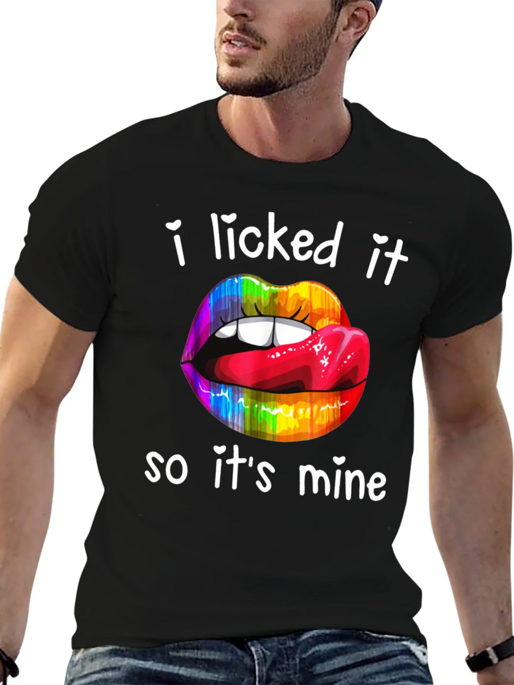 I Licked It Rainbow Lips Graphic T-Shirt product image 4