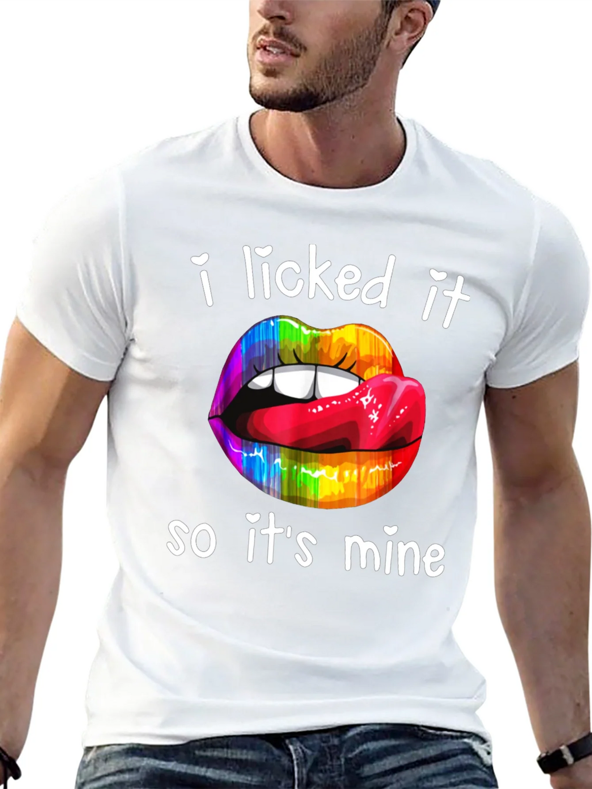 I Licked It Rainbow Lips Graphic T-Shirt product image 10