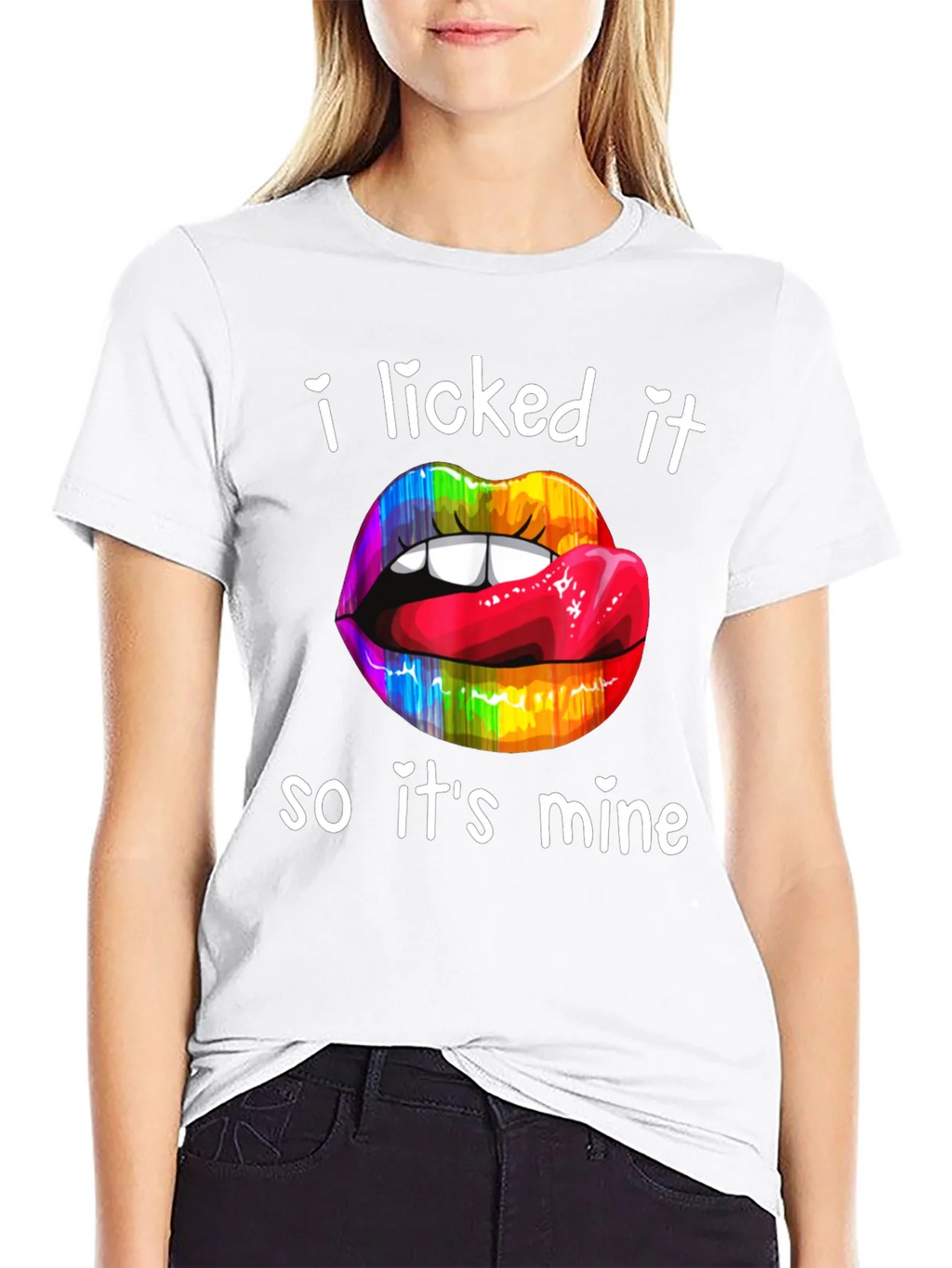 I Licked It Rainbow Lips Graphic T-Shirt product image 6