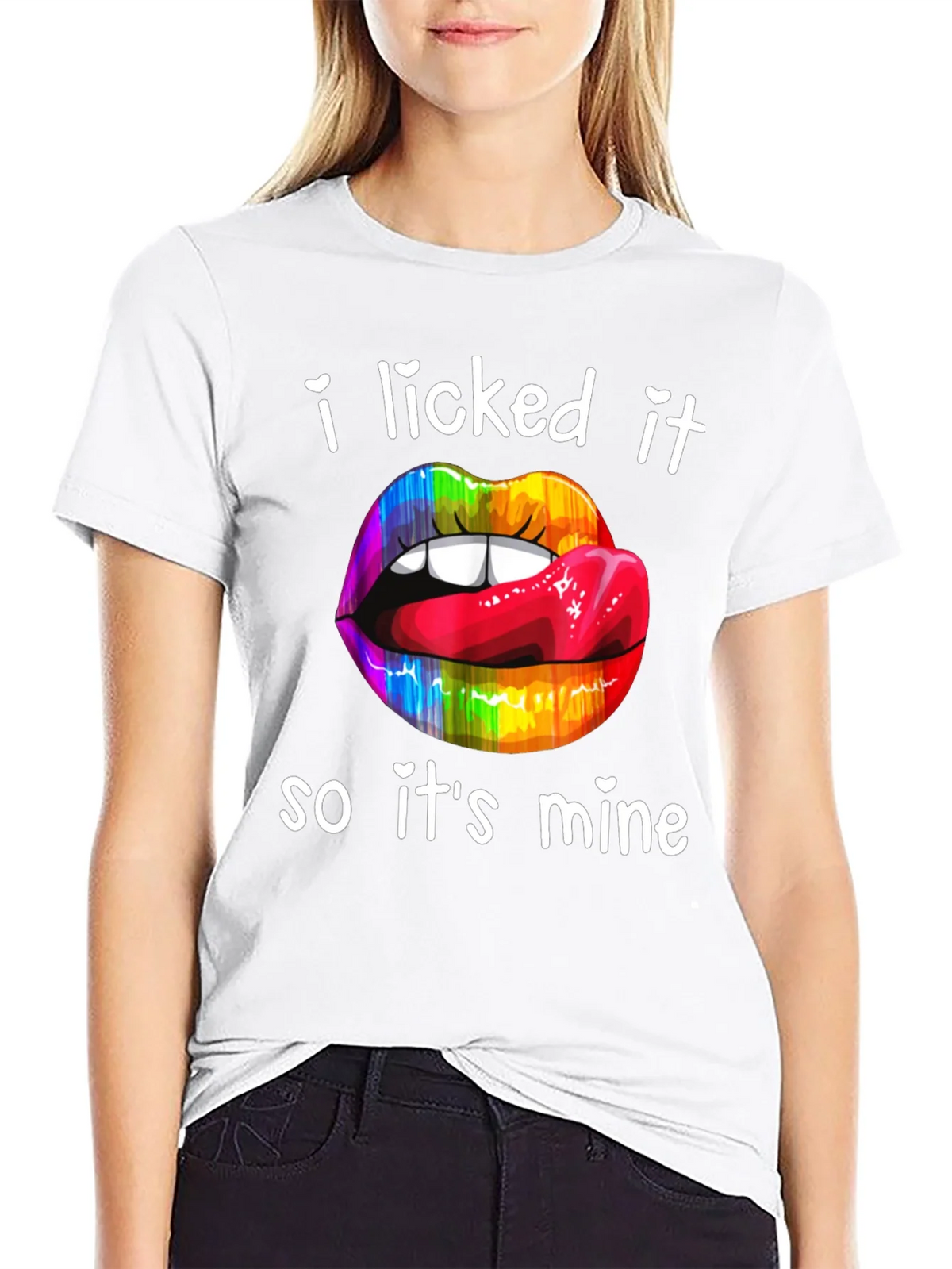 I Licked It Rainbow Lips Graphic T-Shirt product image 6