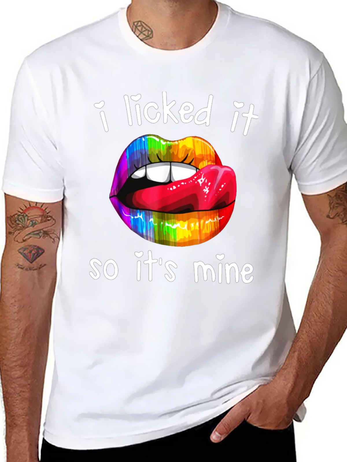 I Licked It Rainbow Lips Graphic T-Shirt product image 5