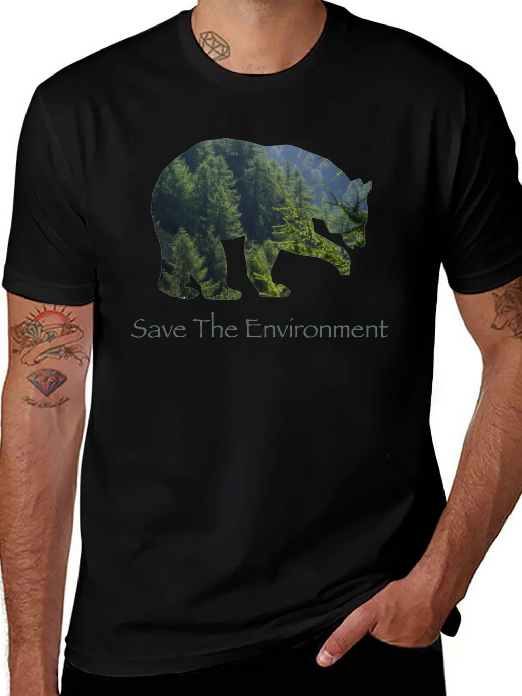 Eco Bear Black T-Shirt - Save the Environment product image 1