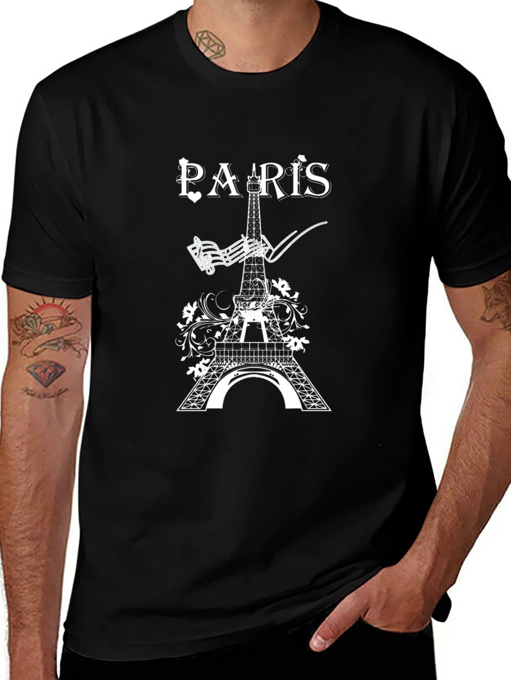 Paris Eiffel Tower Graphic Black T-Shirt product image 1