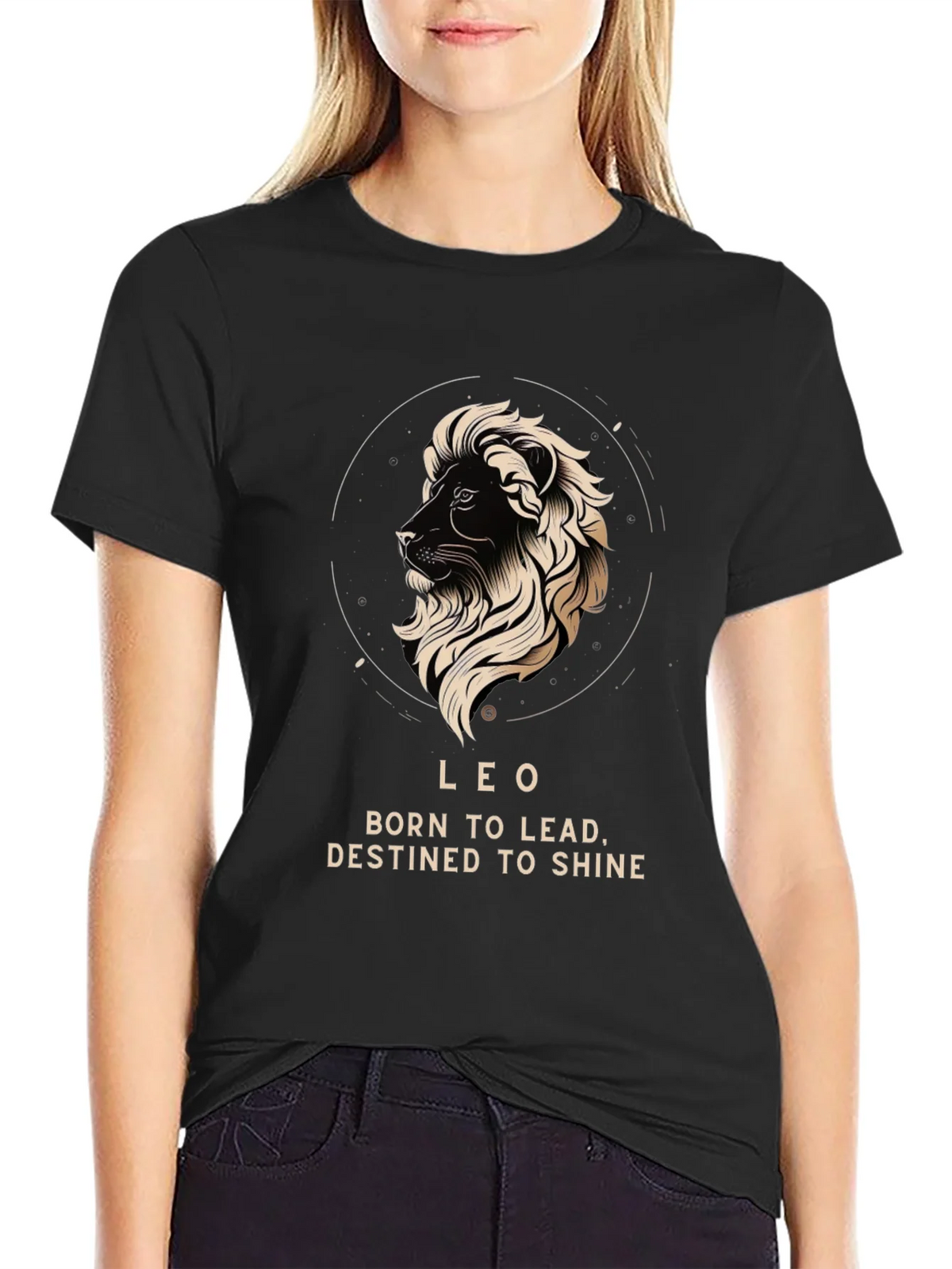 Leo Zodiac T-Shirt - Born to Lead Destined to Shine - Black product image 2