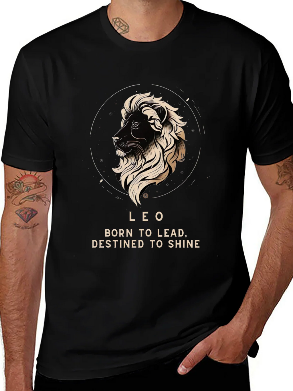 Leo Zodiac T-Shirt - Born to Lead Destined to Shine - Black product image 1