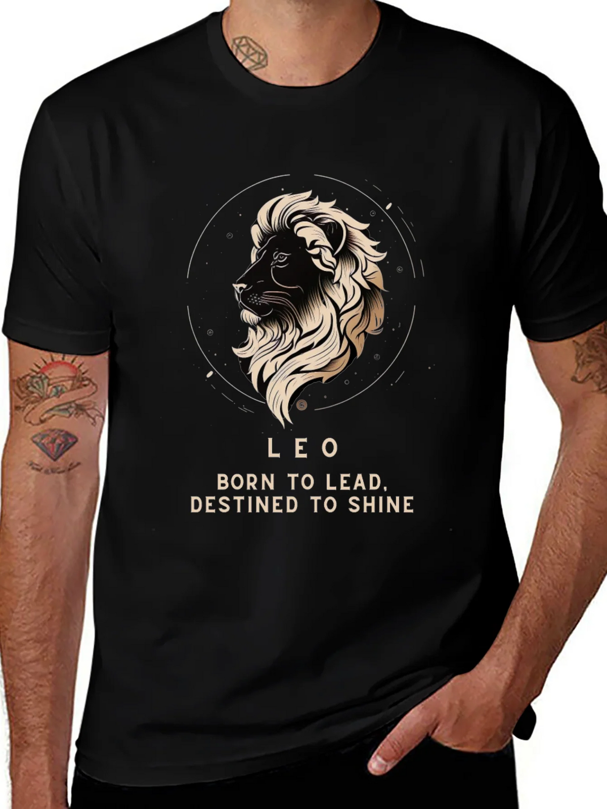 Leo Zodiac T-Shirt - Born to Lead Destined to Shine - Black product image 1