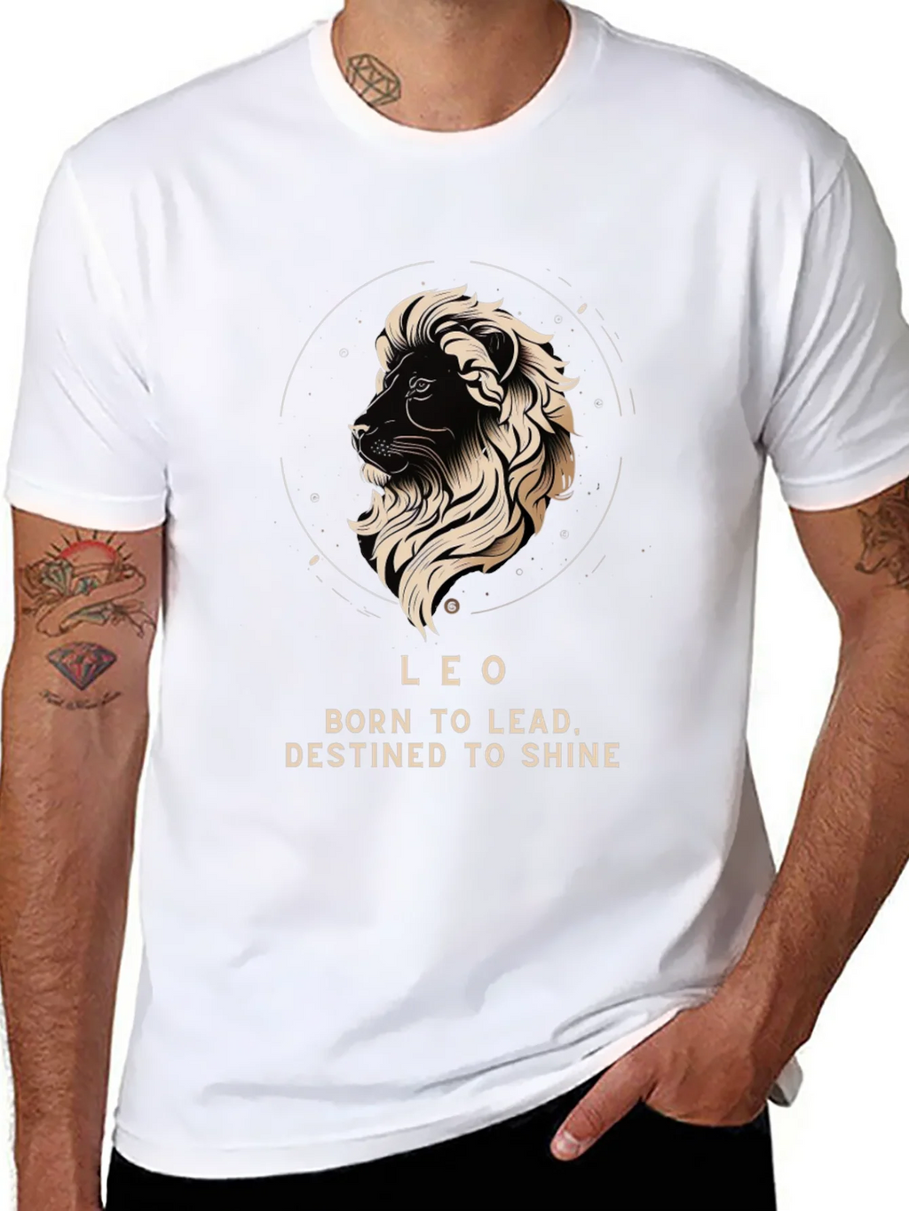 Leo Zodiac T-Shirt - Born to Lead Destined to Shine - Black product image 7