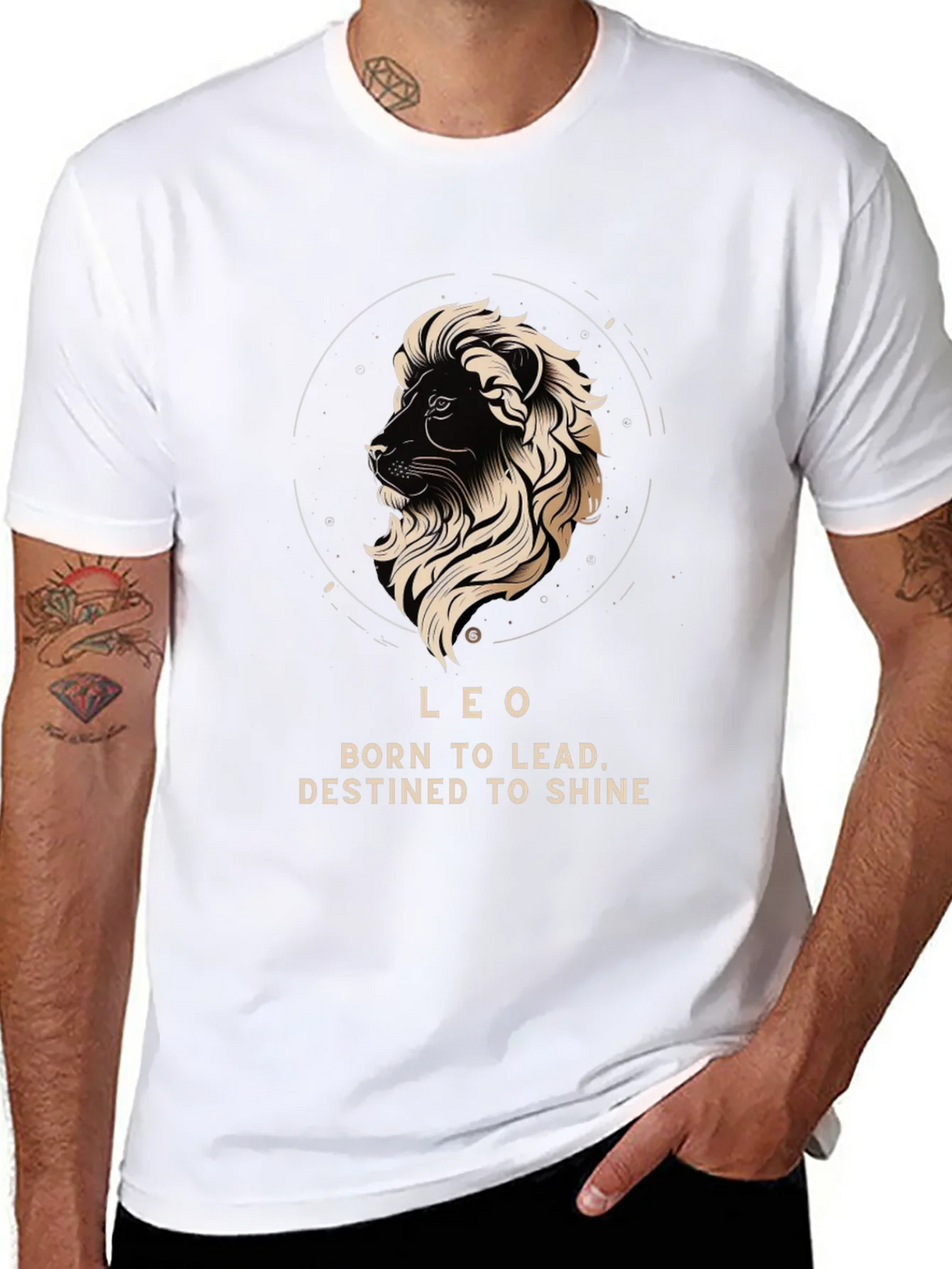 Leo Zodiac T-Shirt - Born to Lead Destined to Shine - Black product image 7