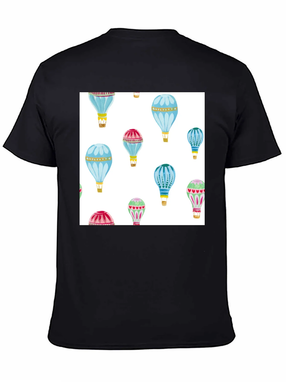 Hot Air Balloon Print Black T-Shirt product image 4