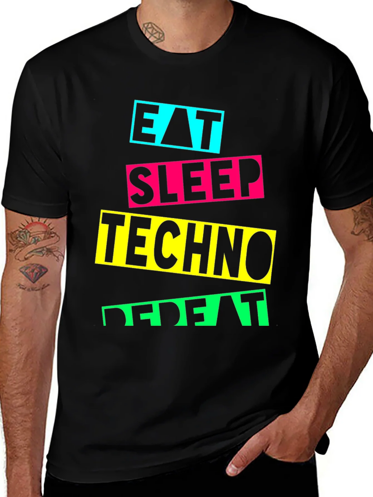 Eat Sleep Techno Repeat Graphic T-Shirt product image 1