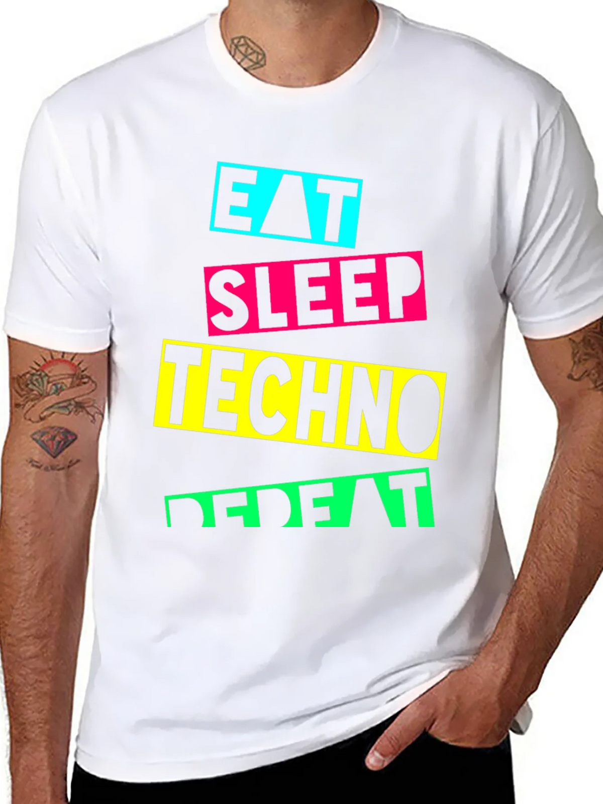Eat Sleep Techno Repeat Graphic T-Shirt product image 7