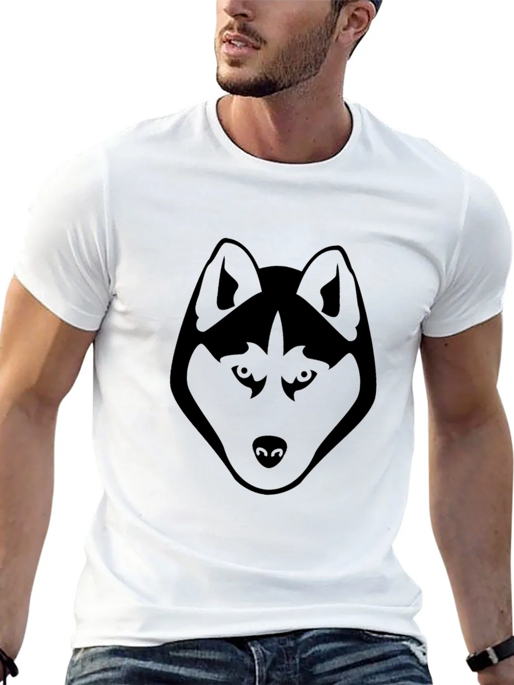 Black Husky Dog Head Graphic T-Shirt product image 2