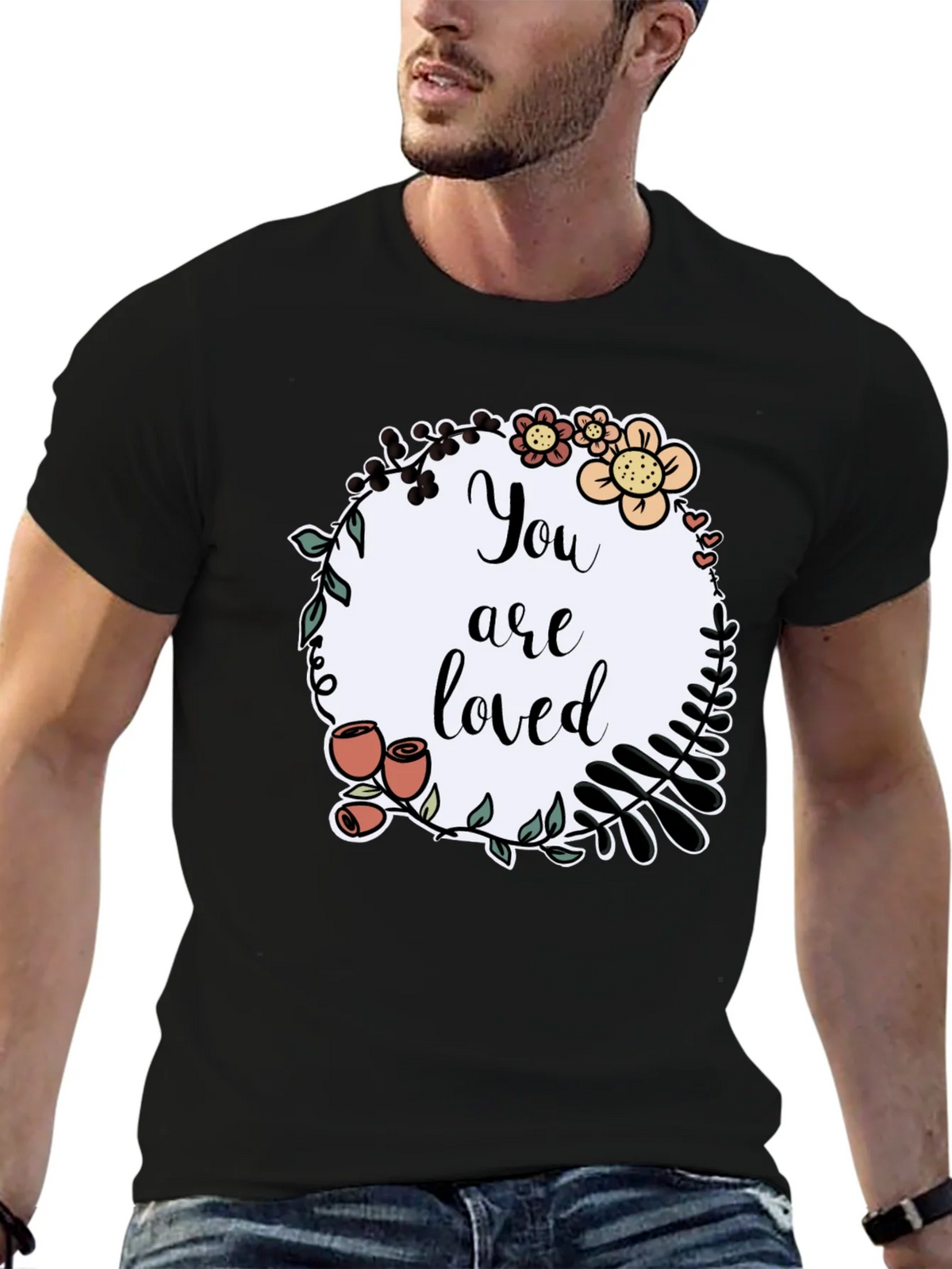 You are Loved Graphic Tee - Floral Wreath T-Shirt product image 6