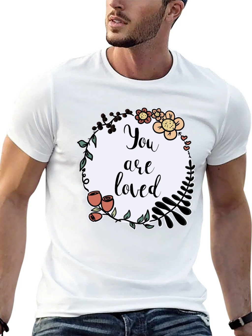 You are Loved Graphic Tee - Floral Wreath T-Shirt product image 12