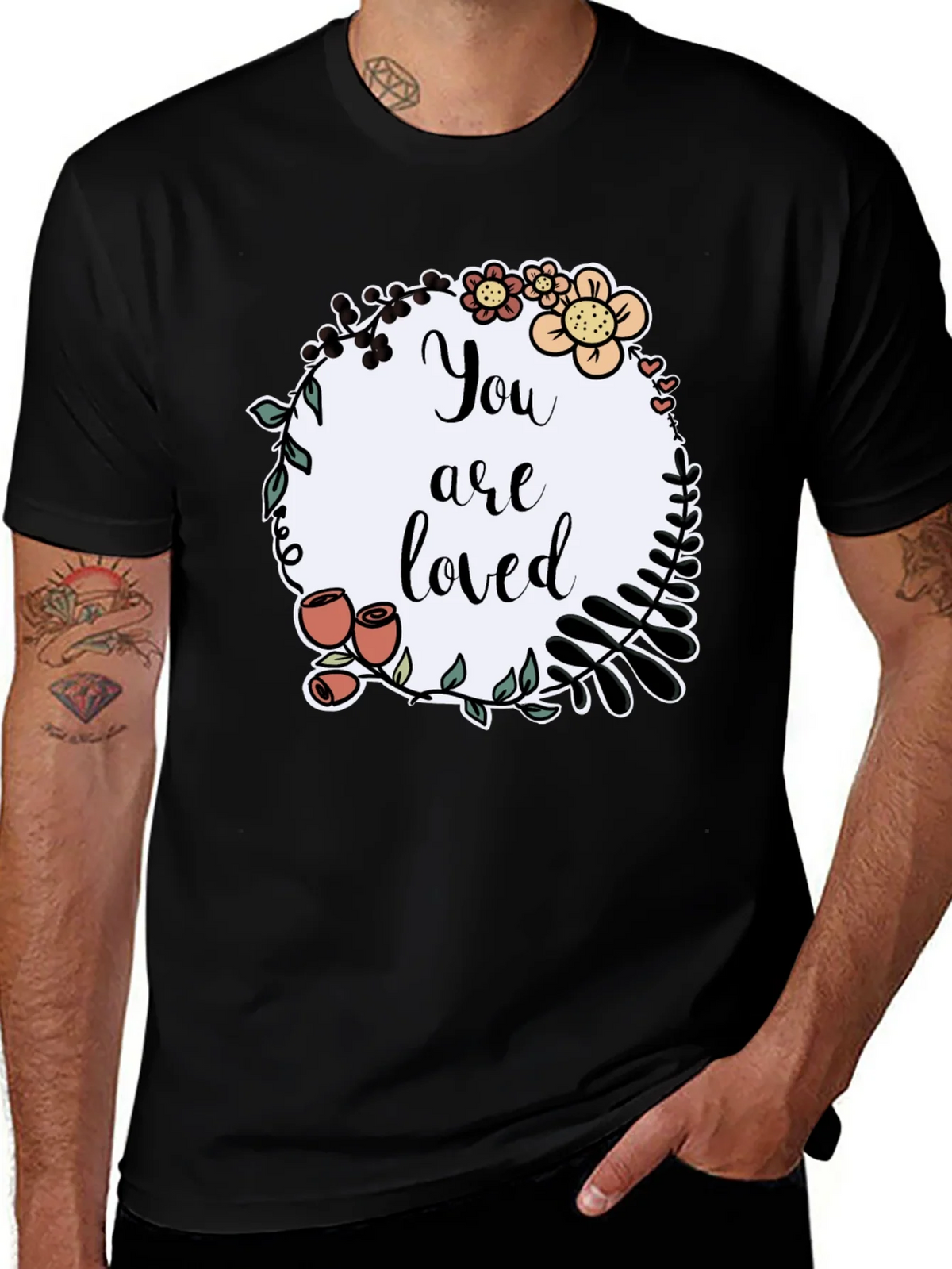 You are Loved Graphic Tee - Floral Wreath T-Shirt product image 1