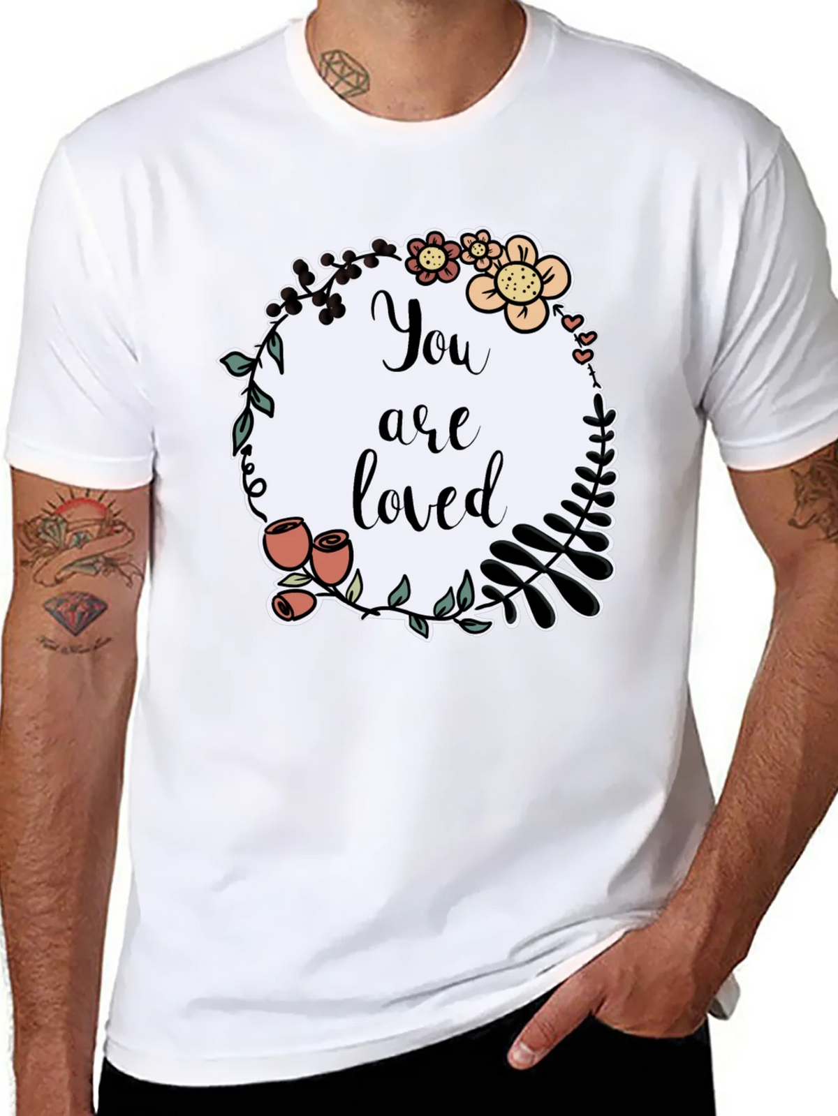 You are Loved Graphic Tee - Floral Wreath T-Shirt product image 7