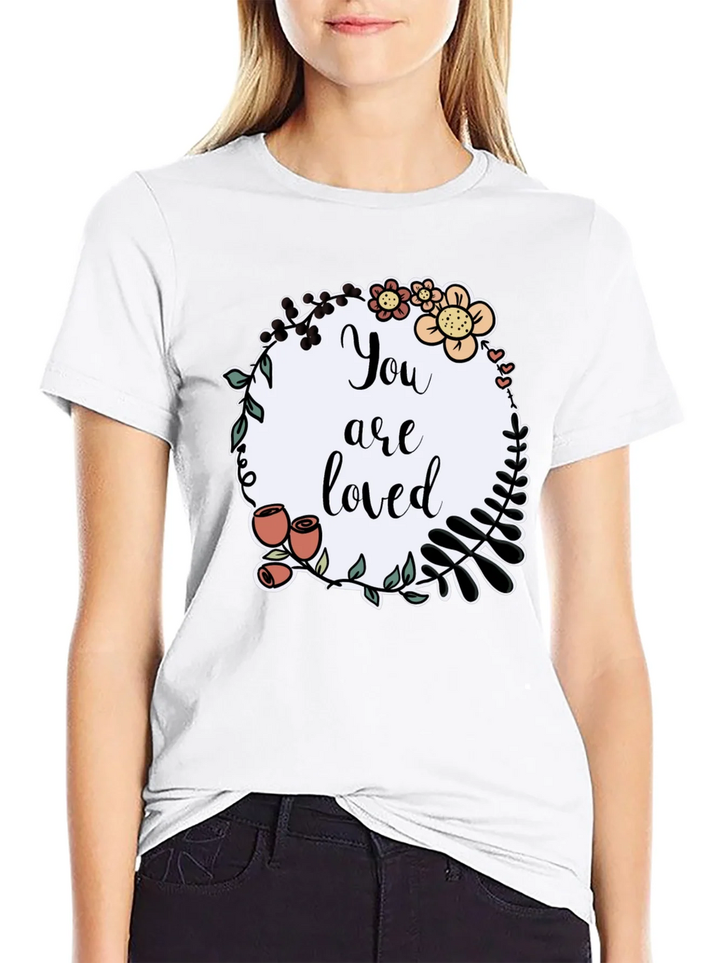 You are Loved Graphic Tee - Floral Wreath T-Shirt product image 8