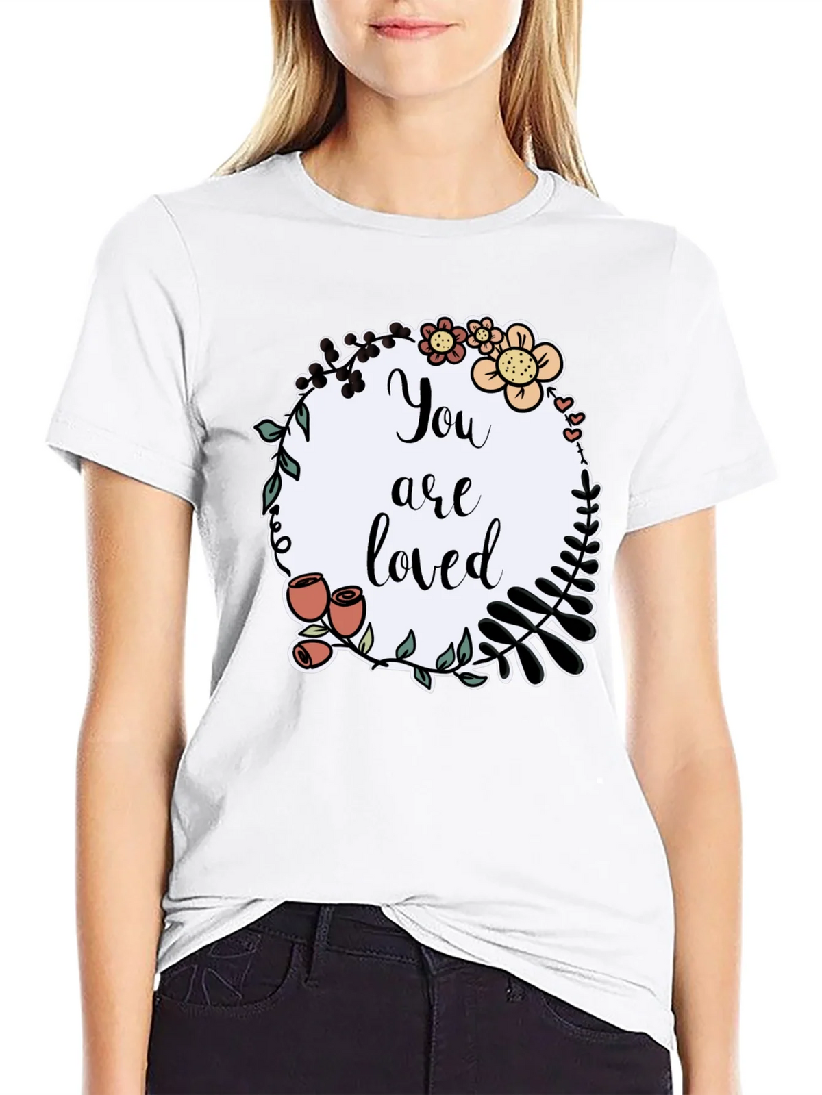 You are Loved Graphic Tee - Floral Wreath T-Shirt product image 8