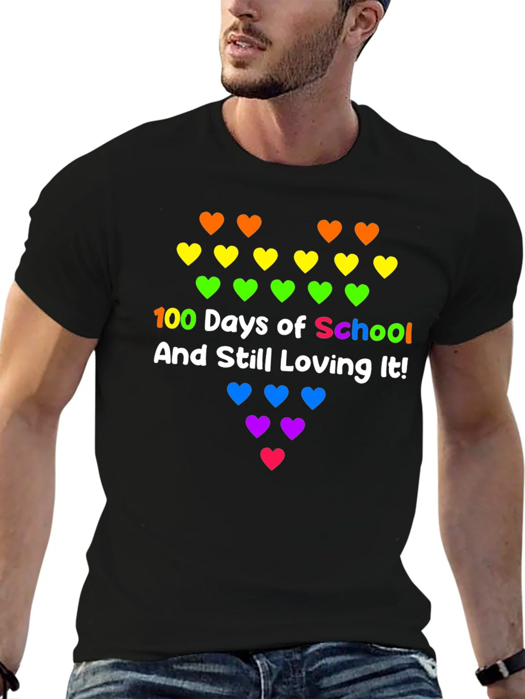 100 Days of School Rainbow Hearts Tee product image 6