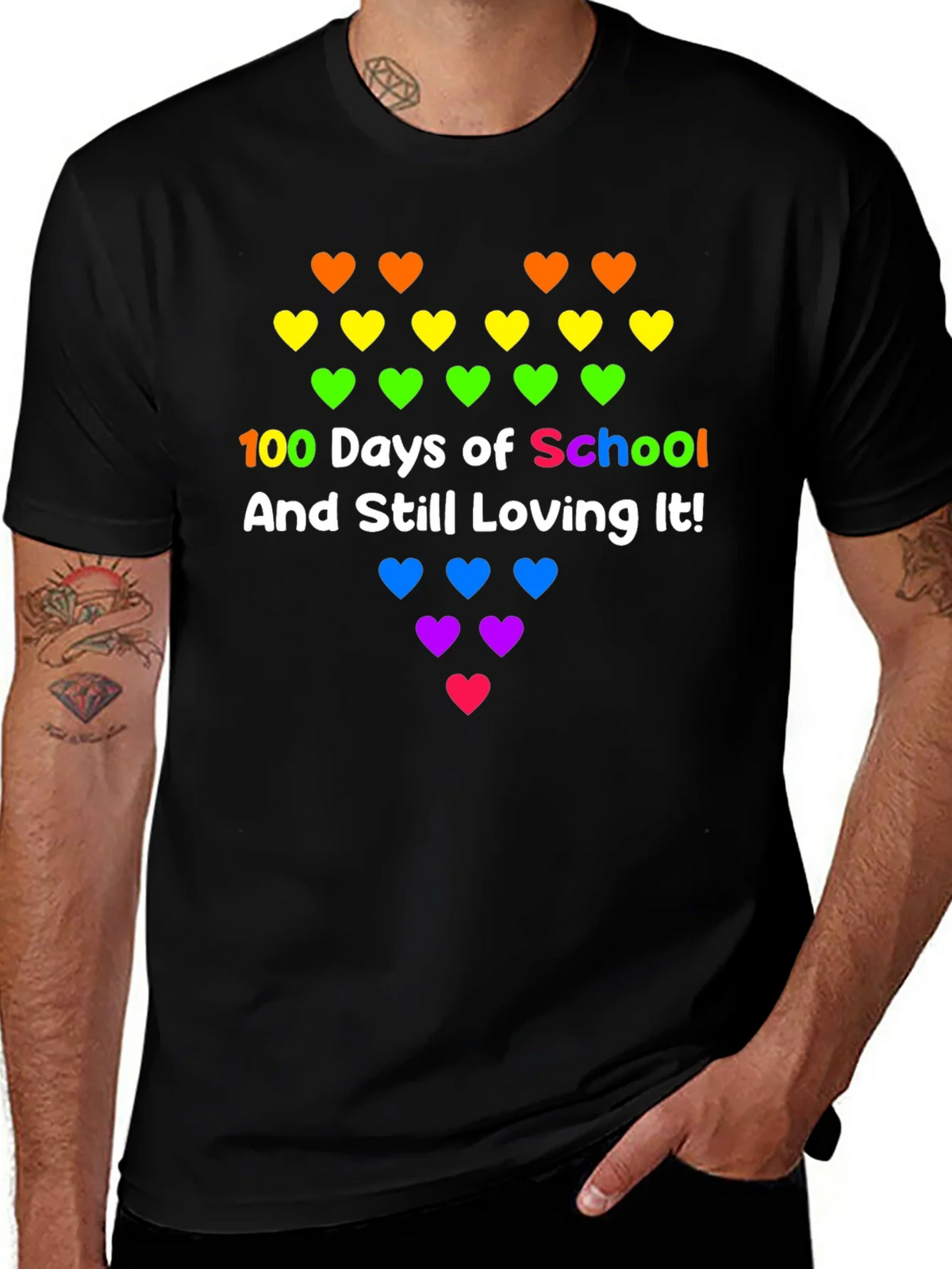 100 Days of School Rainbow Hearts Tee product image 1