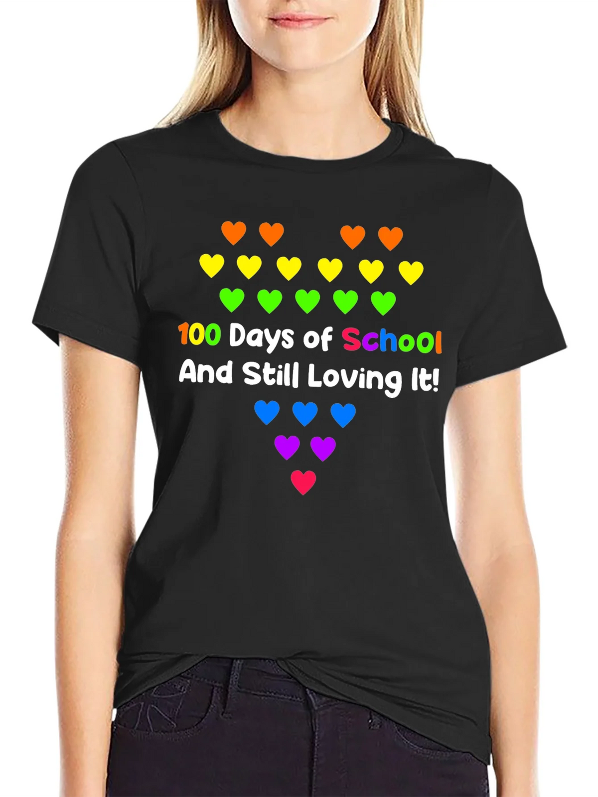 100 Days of School Rainbow Hearts Tee product image 2