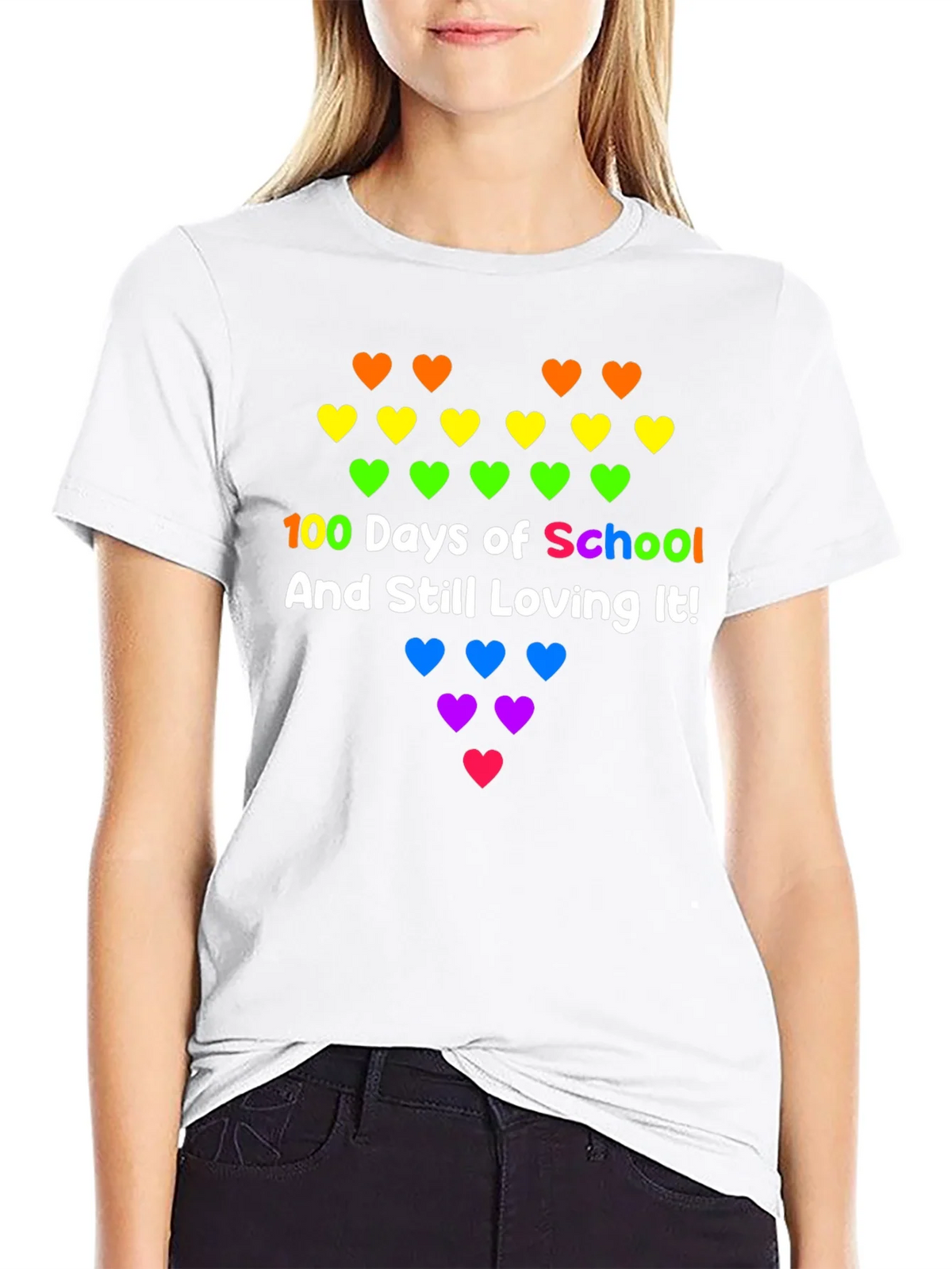100 Days of School Rainbow Hearts Tee product image 8