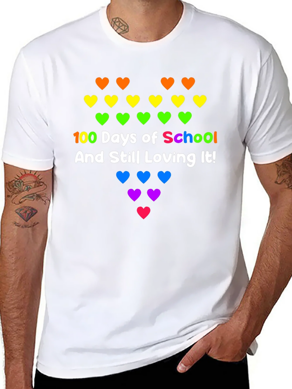 100 Days of School Rainbow Hearts Tee product image 7