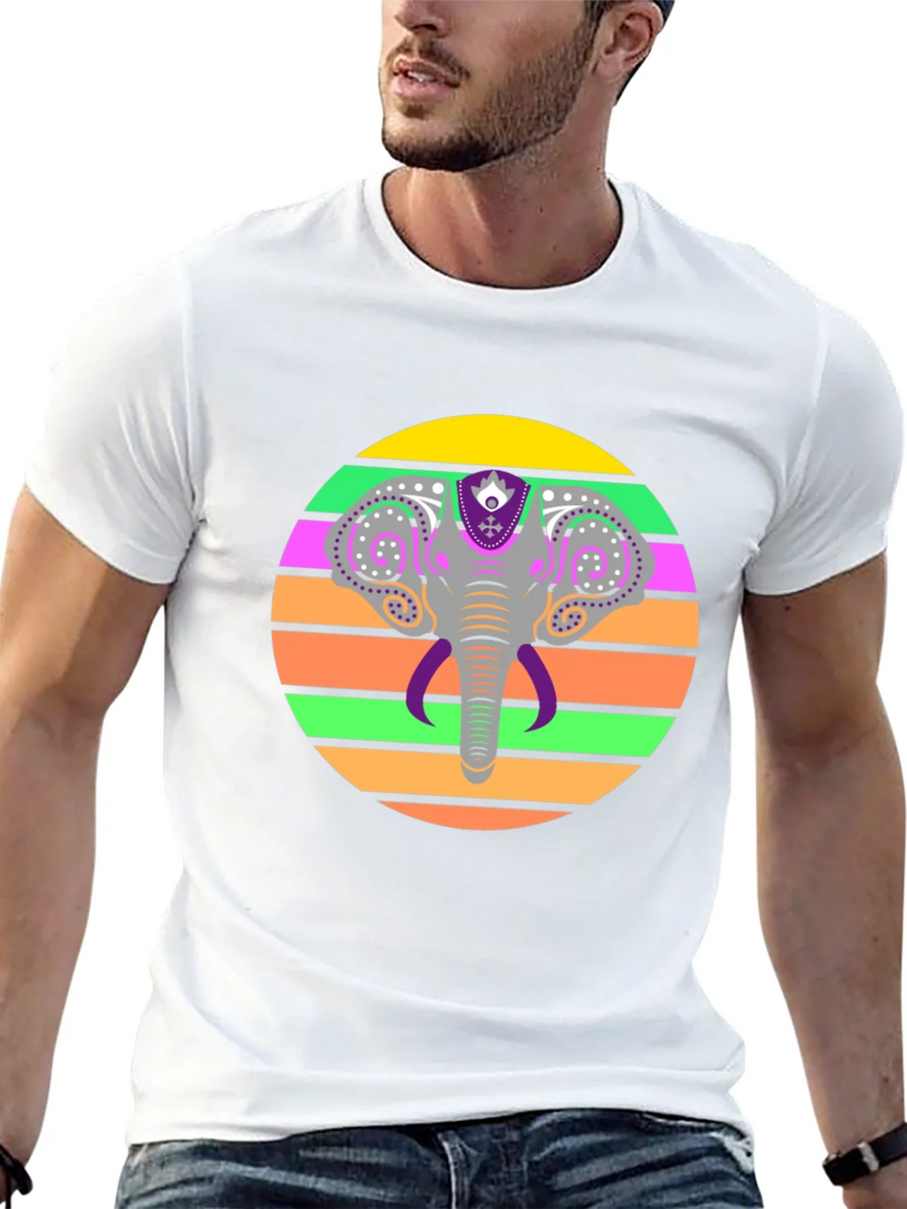 Elephant Sunset Graphic Tee - Stylish Mens Black T-Shirt product image 12
