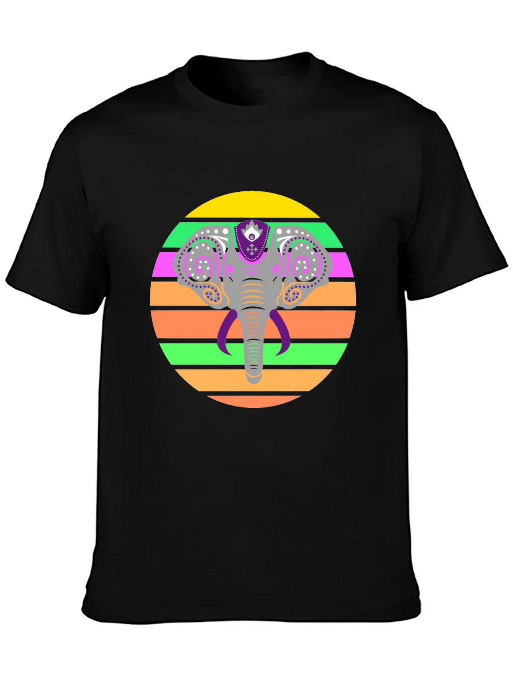 Elephant Sunset Graphic Tee - Stylish Mens Black T-Shirt product image 3