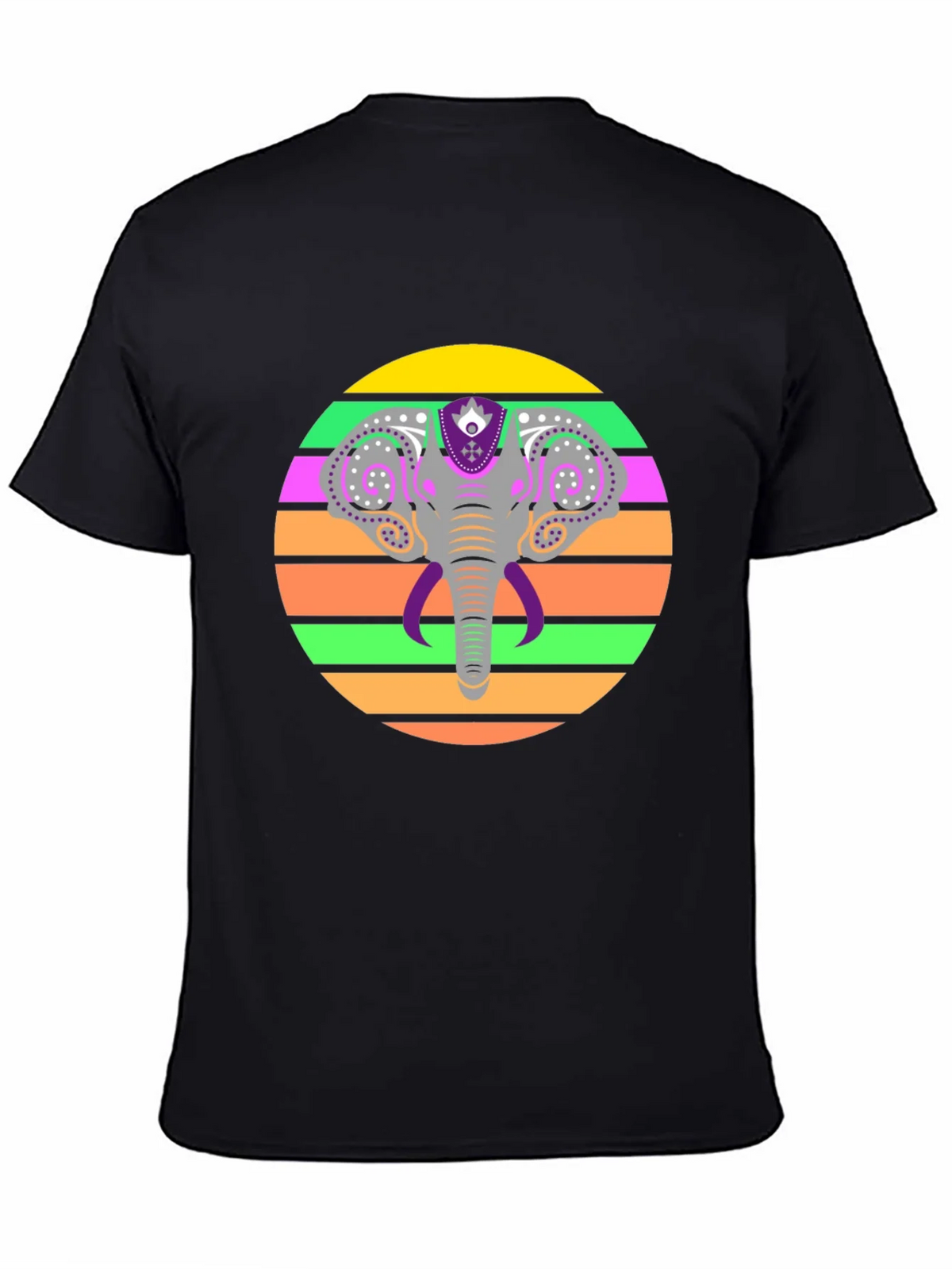 Elephant Sunset Graphic Tee - Stylish Mens Black T-Shirt product image 4