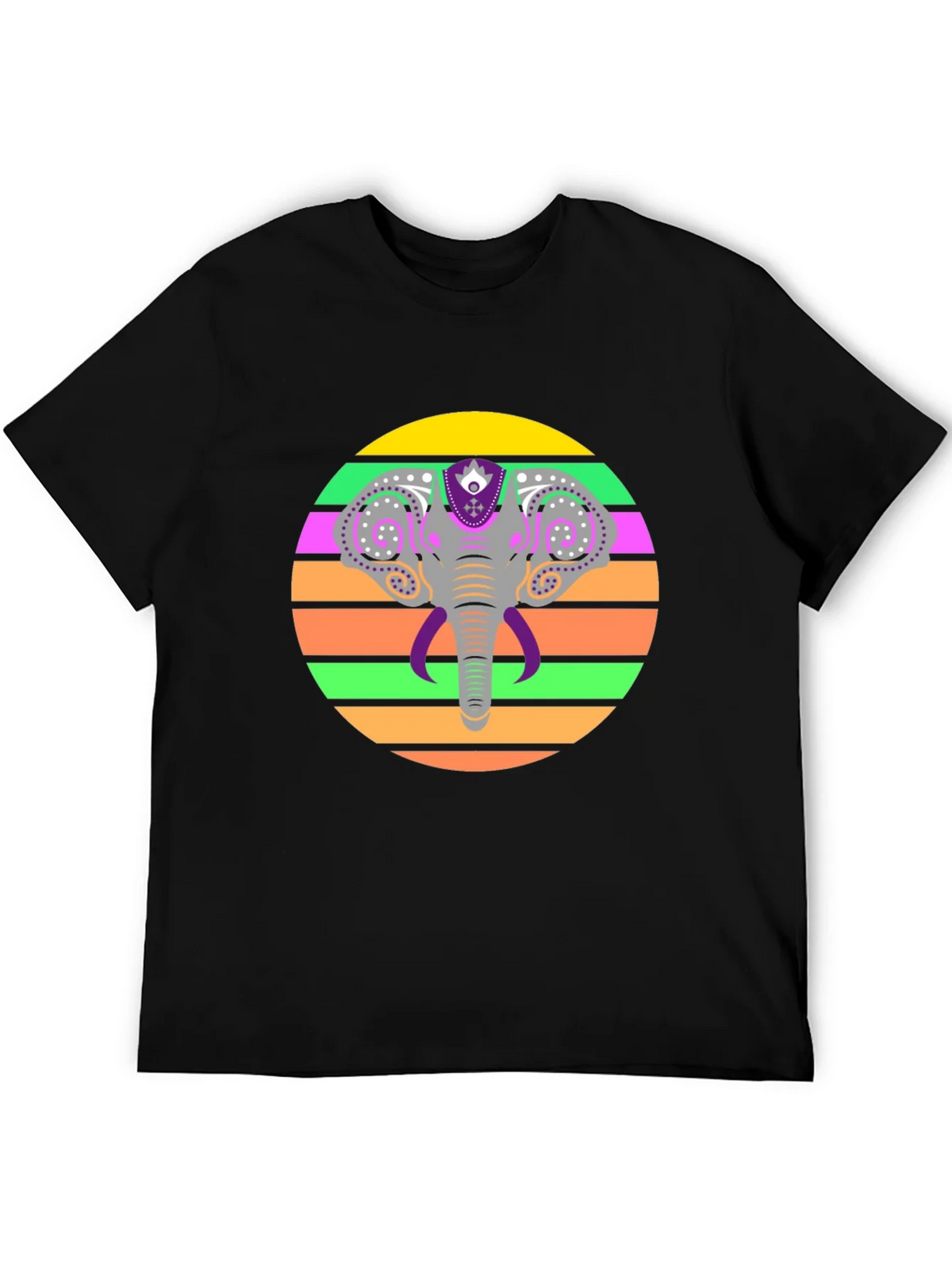 Elephant Sunset Graphic Tee - Stylish Mens Black T-Shirt product image 5