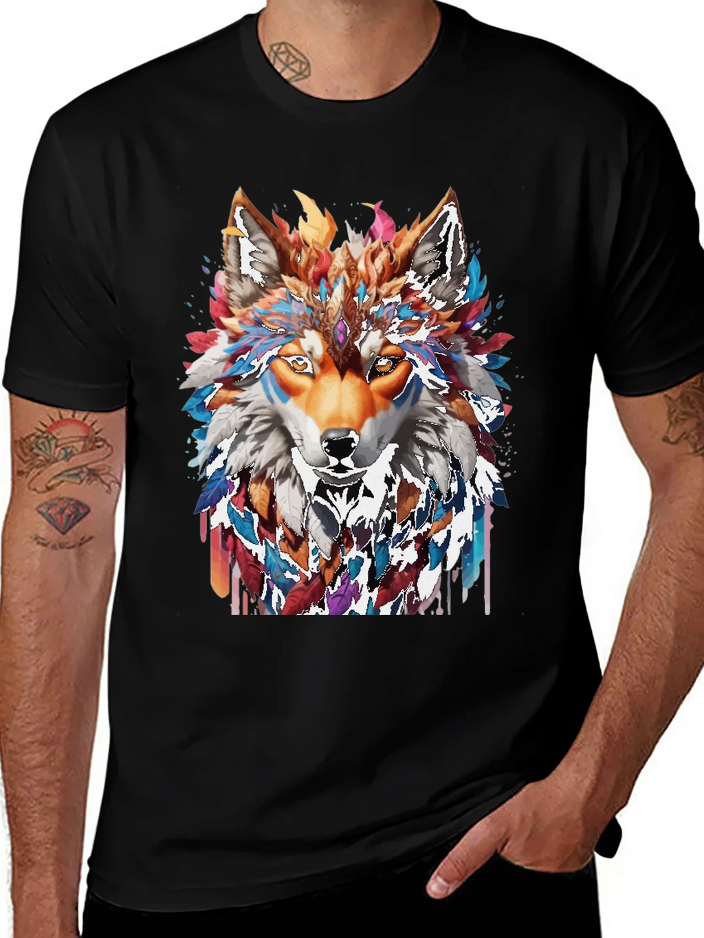 Wolf Spirit Graphic Tee - Artistic Animal Design product image 1