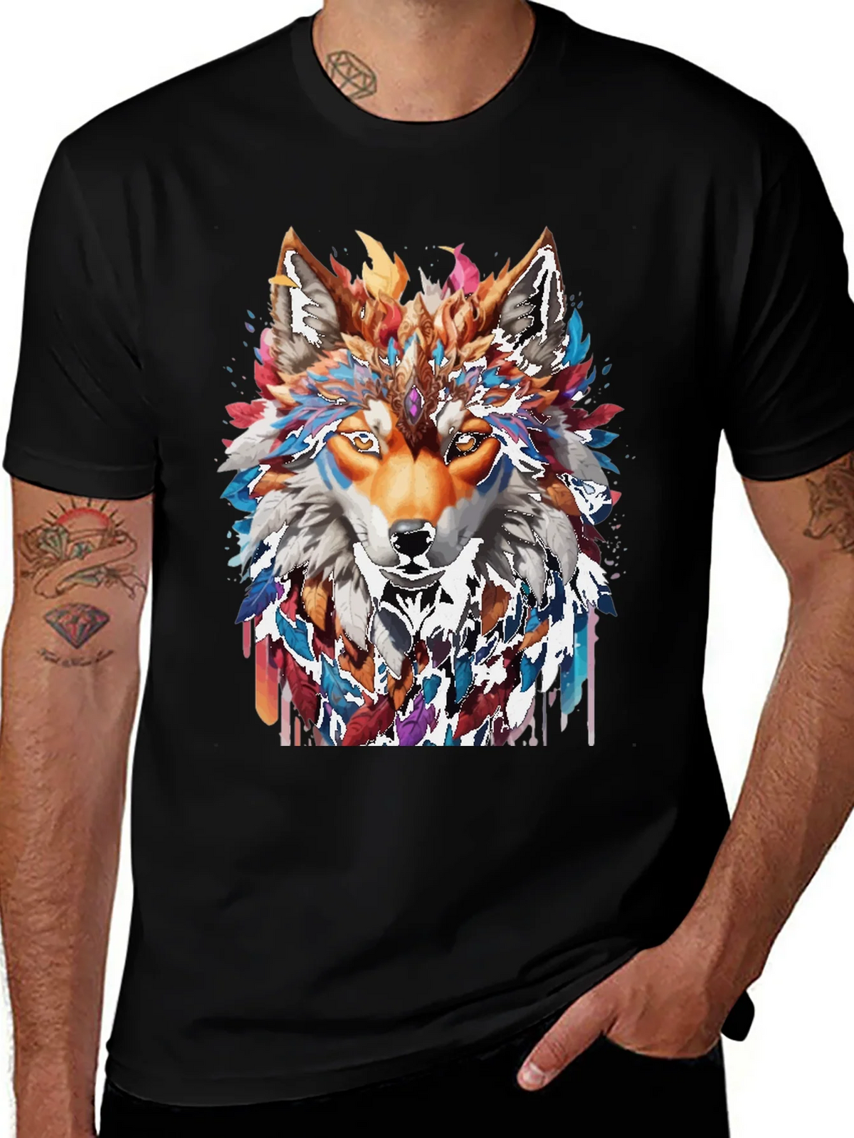 Wolf Spirit Graphic Tee - Artistic Animal Design product image 1