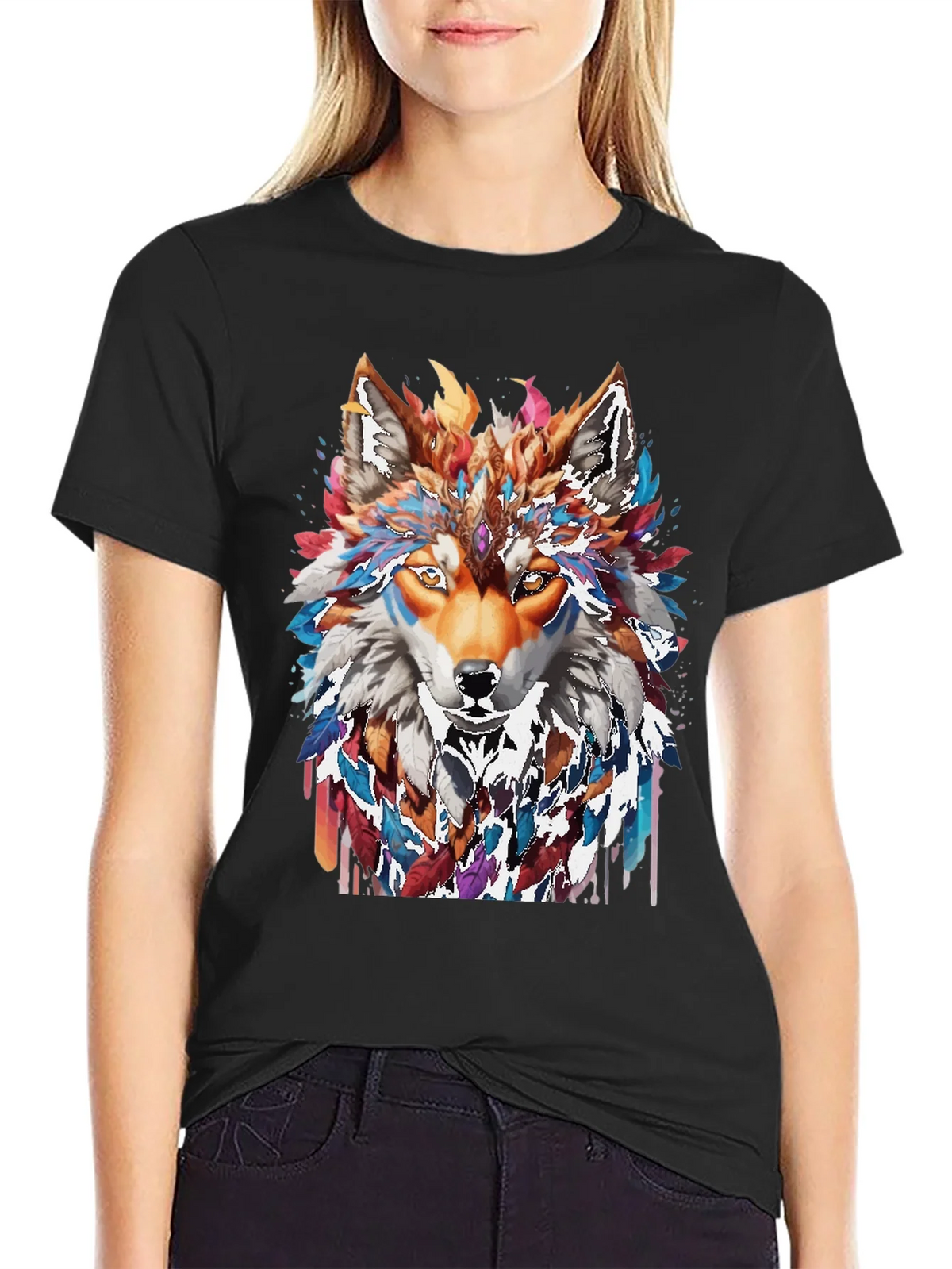 Wolf Spirit Graphic Tee - Artistic Animal Design product image 2