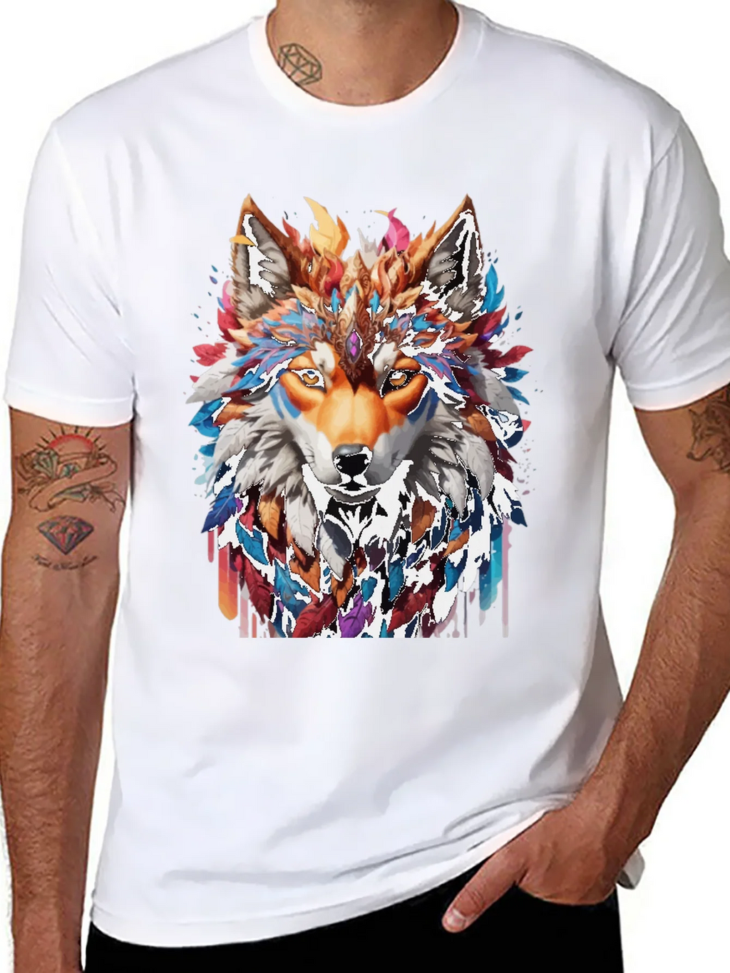 Wolf Spirit Graphic Tee - Artistic Animal Design product image 7