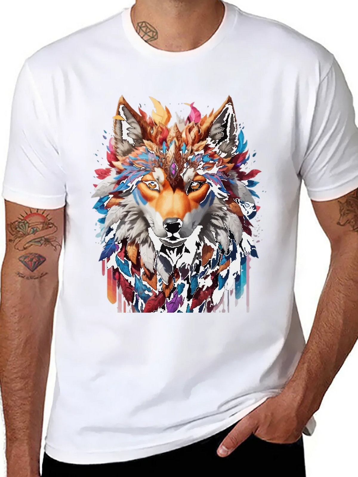 Wolf Spirit Graphic Tee - Artistic Animal Design product image 7