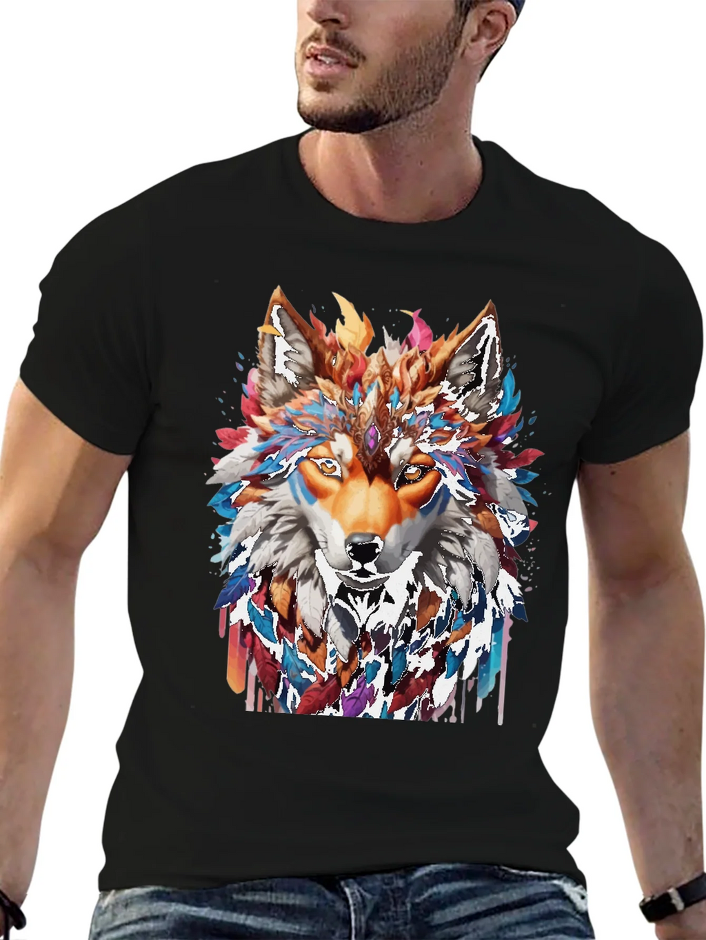 Wolf Spirit Graphic Tee - Artistic Animal Design product image 6
