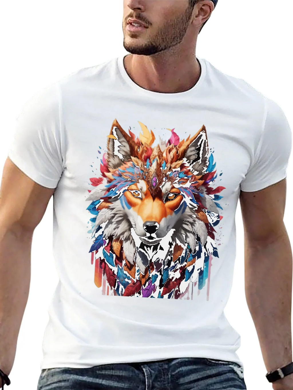 Wolf Spirit Graphic Tee - Artistic Animal Design product image 12