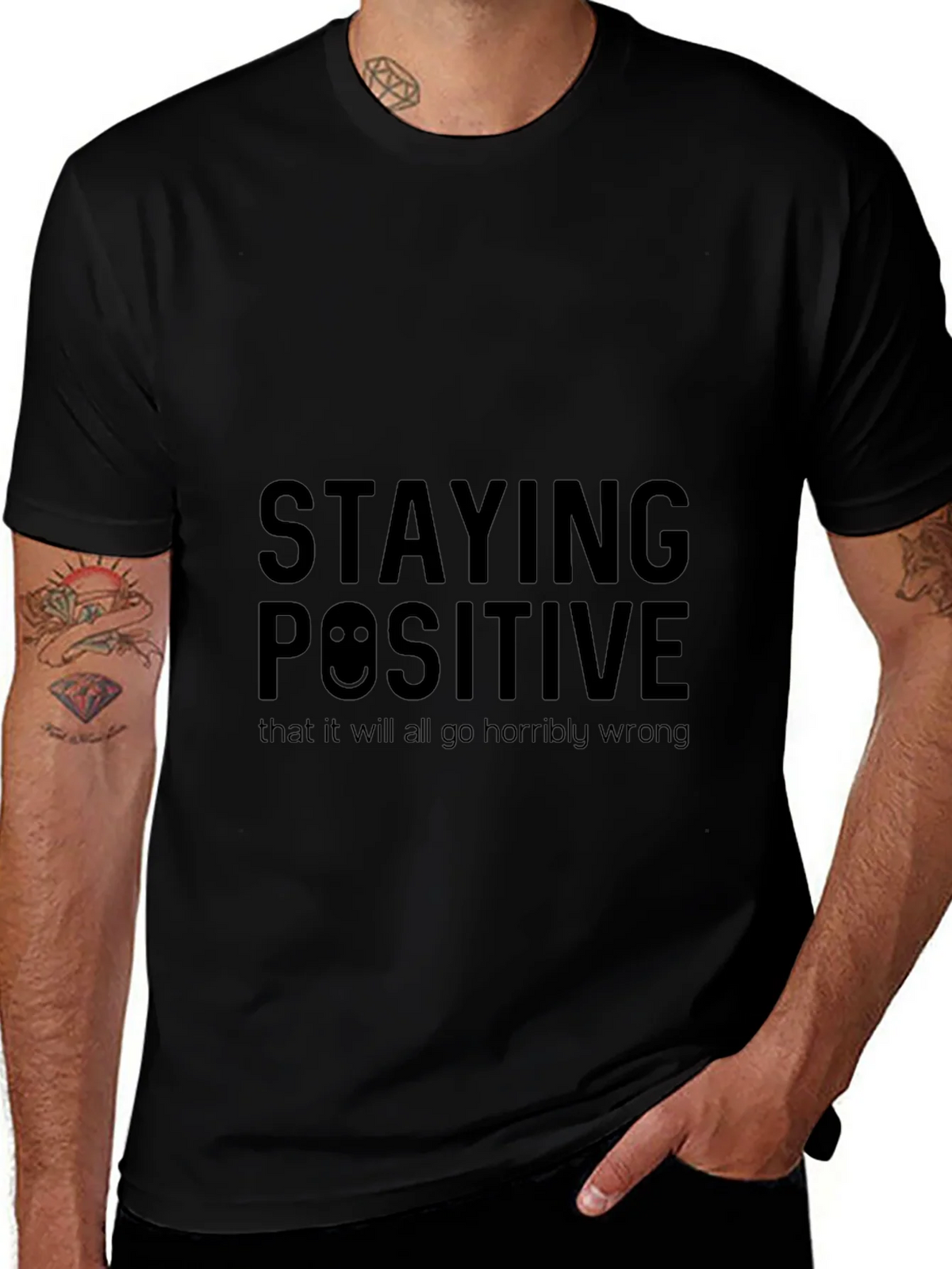 Staying Positive Graphic Black T-Shirt product image 1
