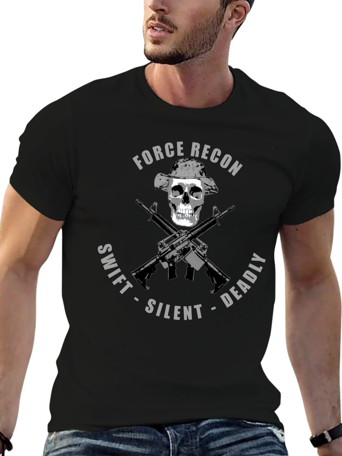 Force Recon Skull T-Shirt: Swift Silent Deadly Tee