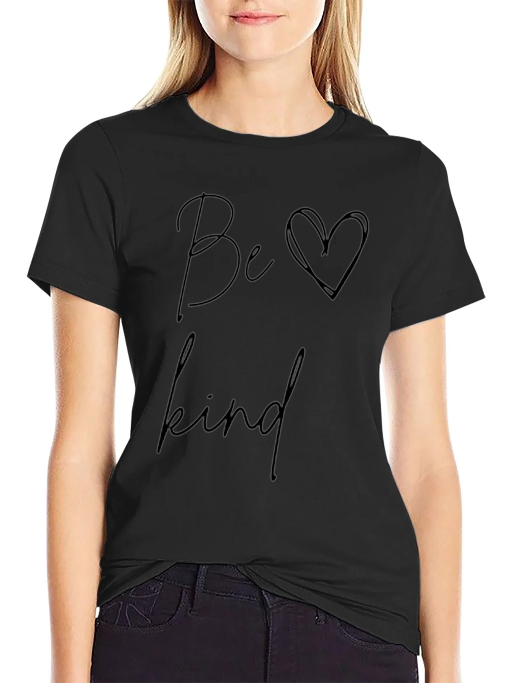 Be Kind T-Shirt - Soft Black Cotton Blend Casual Tee product image 2