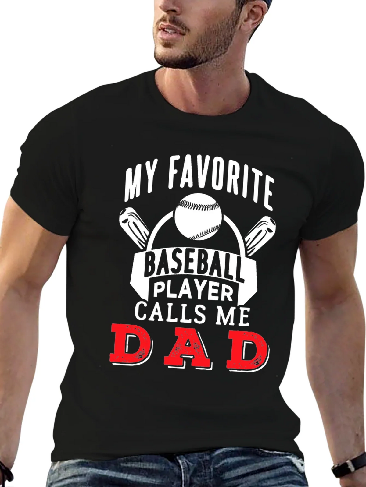 My Favorite Baseball Player Calls Me Dad T-Shirt product image 6