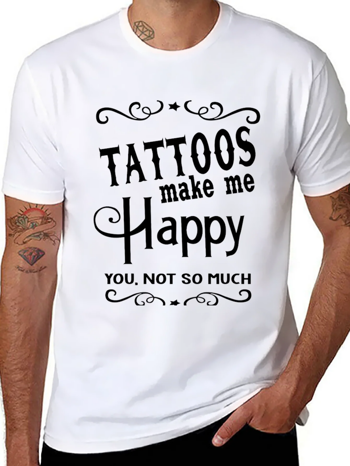 Tattoos Make Me Happy Graphic Tee - Mens Black T-Shirt product image 7